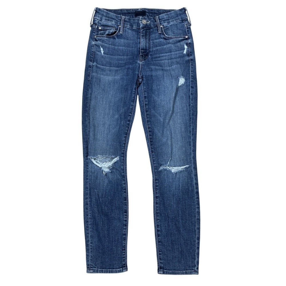 Mother The Looker Crop Gypsy Wash Jeans Sz 25 Fits 26x26 Distressed Slim Stretch